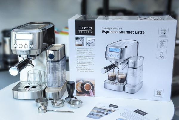 Máy pha cà phê Caso Espresso Gourmet Latte - Máy bơm ULKA mạnh mẽ, 20 bar