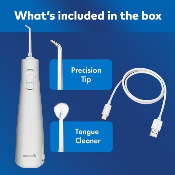 Máy tăm nước Waterpik Cordless WF-20 Pin lithium-ion có thể sạc lại cung cấp thời gian sử dụng lên đến 4 tuần cho mỗi lần sạc