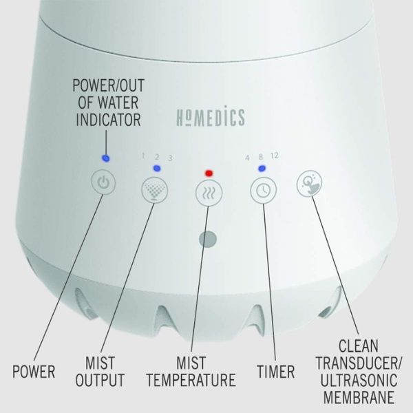 Máy tạo độ ẩm Homedics UHE-WM10 với 3 mức độ phun sương cho các mức độ ẩm khác nhau