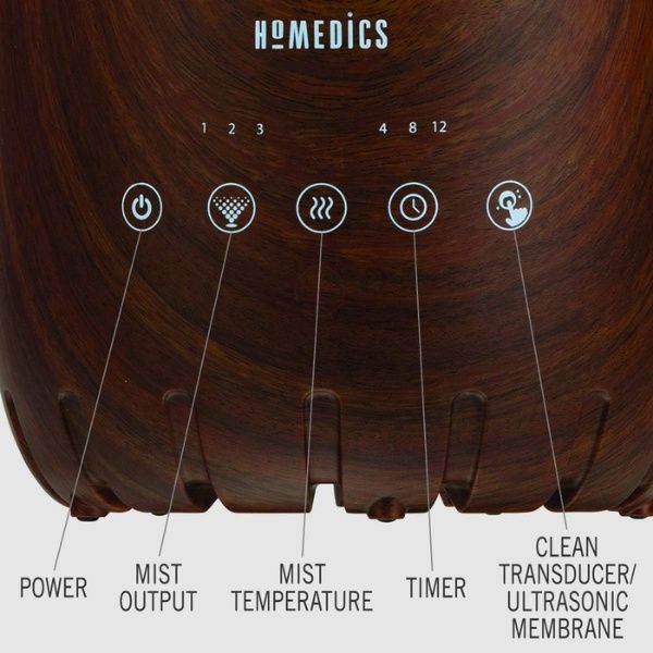 Máy tạo độ ẩm HoMedics UHE-WM11BD với thiết kế trang nhã, máy tạo độ ẩm không khí rất phù hợp để tạo thêm điểm nhấn trang trí cho phong cách trang trí của bất kỳ căn phòng nào. Màu sắc là điểm nhấn tuyệt vời cho bàn bên cạnh hoặc đầu giường.