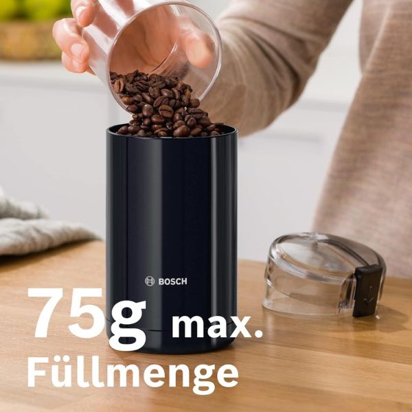 Máy xay cà phê cầm tay Bosch TSM6A013B có Sức chứa khoảng 75 gram