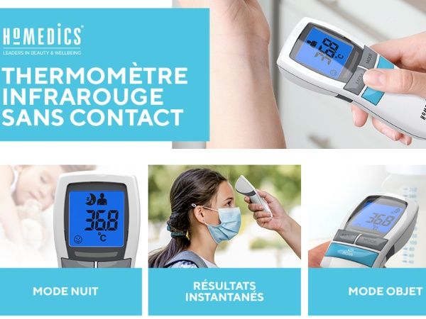 Nhiệt kế đo trán HoMedics TIE-210 hồng ngoại không chạm da sẽ cho bạn biết ngay lập tức