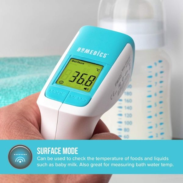 Nhiệt kế đo trán HoMedics TE-350 cảm biến đo môi trường và bình sữa, nước tắm