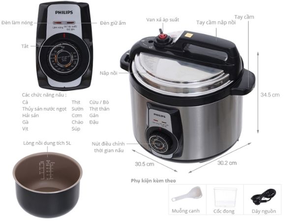 Nồi áp suất điện Philips HD2103/66 Sử Dụng Đơn Giản