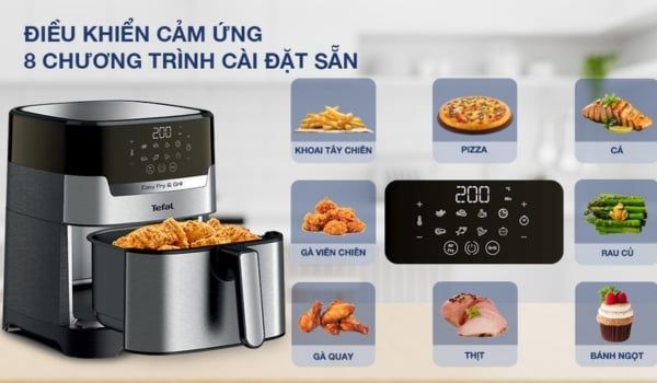 Nồi chiên không dầu Tefal EY505D15 với 8 chương trình nấu tự động