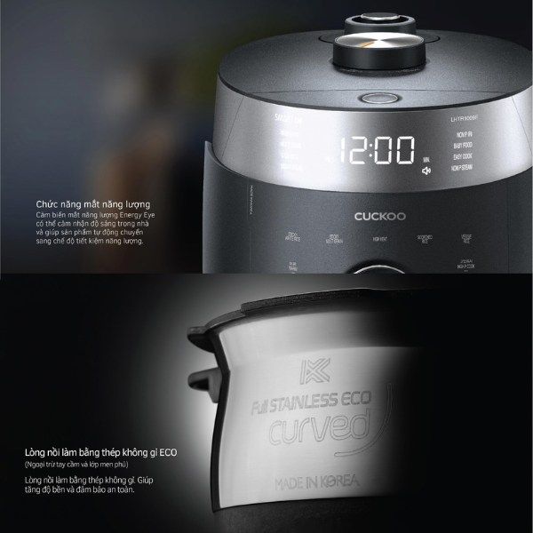 Nồi cơm điện cao tần Cuckoo CRP-LHTR0610FB cho phép người dùng tùy chọn chế độ nấu áp suất