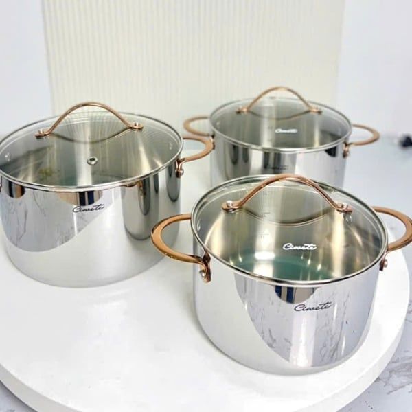 Nồi Inox Ciwete Royal Knight Đáy 3 lớp Tri-Ply truyền nhiệt siêu nhanh – nấu gì cũng ngon, chín đều.