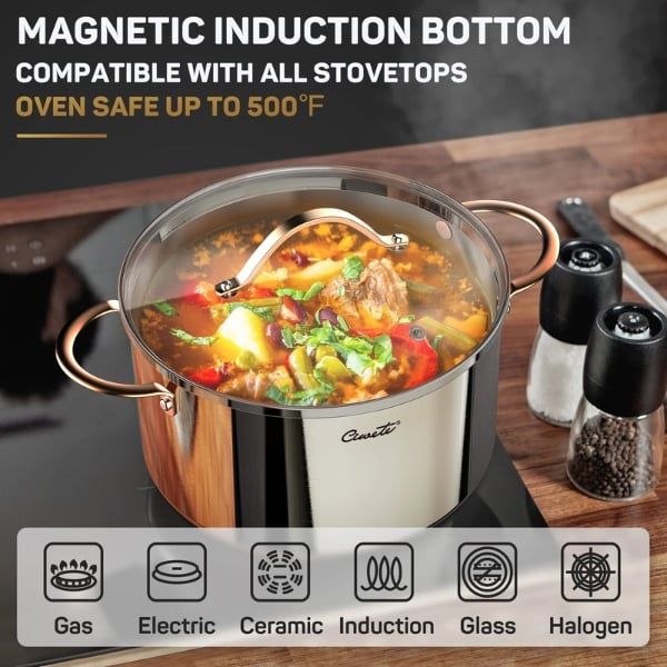 Nồi Inox Ciwete Royal Knight Tương thích với tất cả các loại bếp