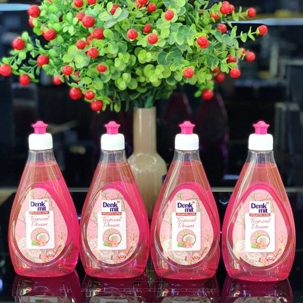 Nước rửa bát Denkmit 500ml - Màu hồng Tropical Dream - Làm Sạch Hiệu Quả, An Toàn Cho Da Tay