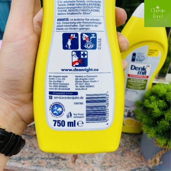 Nước tẩy rửa nồi - bồn rửa Denkmit 750ml Làm sạch nồi inox, tẩy bếp, bề mặt bàn bếp, chậu rửa bát…