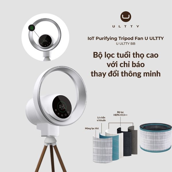 Quạt lọc không khí Ultty BB với Bộ lọc tuổi thọ cao với chỉ báo thay đổi thông minh