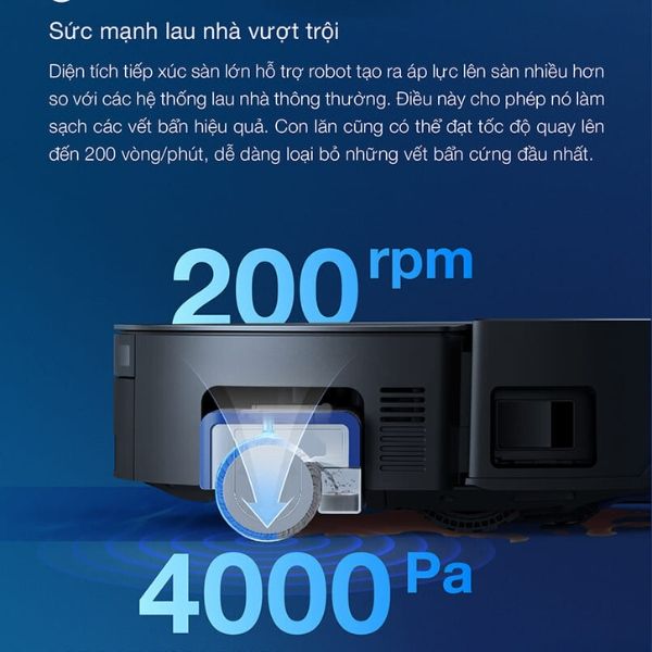 Robot hút bụi Ecovacs Deebot X8 Pro Omni có Lực hút siêu mạnh mẽ 13.000Pa