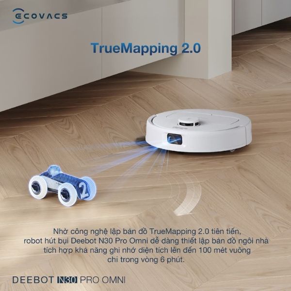Robot hút bụi lau nhà Ecovacs Deebot N30 Pro Omni 2025 Rảnh tay đến 150 ngày