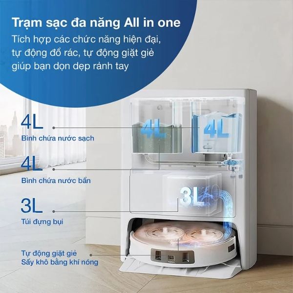 Robot hút bụi lau nhà Ecovacs Deebot T20e Omni sở hữu trạm sạc đa năng