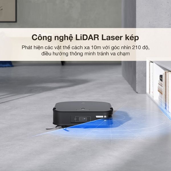 Robot hút bụi lau nhà Deebot X2 Combo với Hệ thống công nghệ LiDAR Laser kép được nâng cấp ưu việt cho Deebot