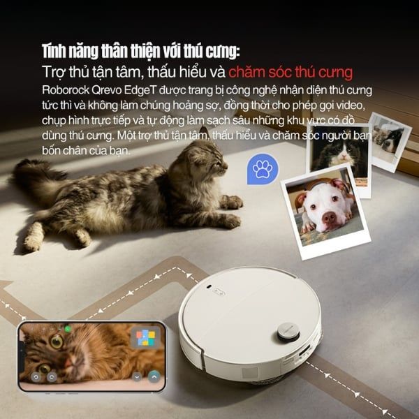 Robot hút bụi lau nhà Roborock Q Revo EdgeT Tự động nhận diện thú cưng