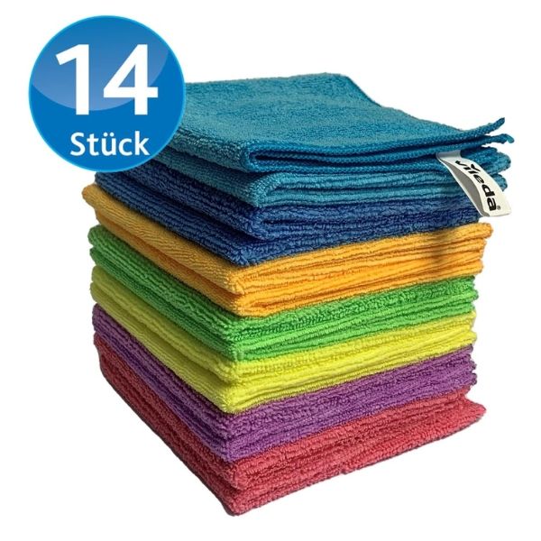 Khăn lau sợi nhỏ Vileda Colors dùng cho mục đích ướt và khô, 100% sợi nhỏ, 30 x 30 cm, nhiều màu, gói 14 chiếc