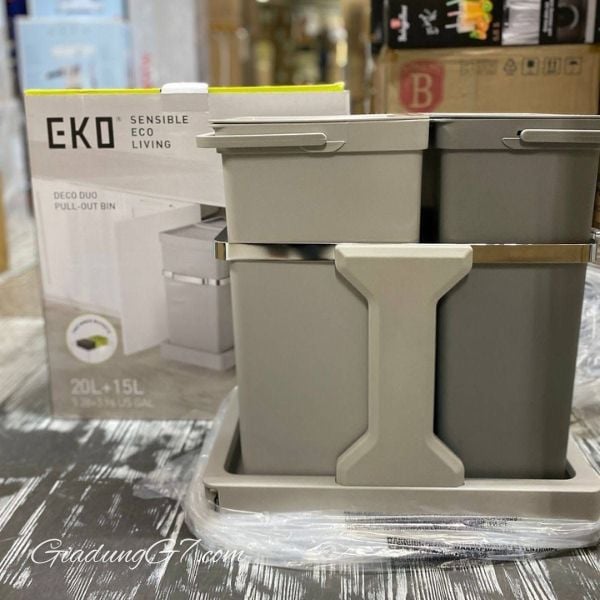 Set 2 thùng rác EKO Deco Duo EK9932 20L & 15L Tươi mới và gọn gàng cho không gian bếp