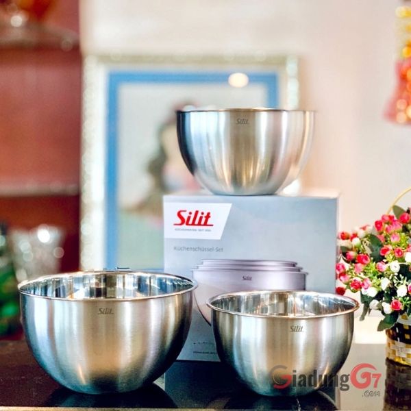 Set 3 âu trộn Silit 18/20/22cm Tiết kiệm không gian, có thể xếp chồng lên nhau.