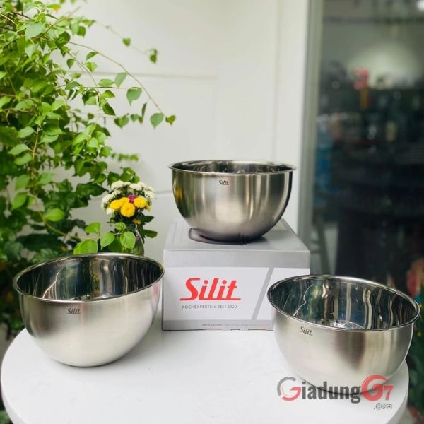 Set 3 âu trộn Silit 18/20/22cm Tiết kiệm không gian, có thể xếp chồng lên nhau.