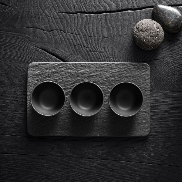 Bộ bát 4 món Villeroy & Boch Manufacture Rock Elegant dùng để đựng nước chấm và đồ ăn nhẹ, sứ cao cấp, an toàn với máy rửa chén