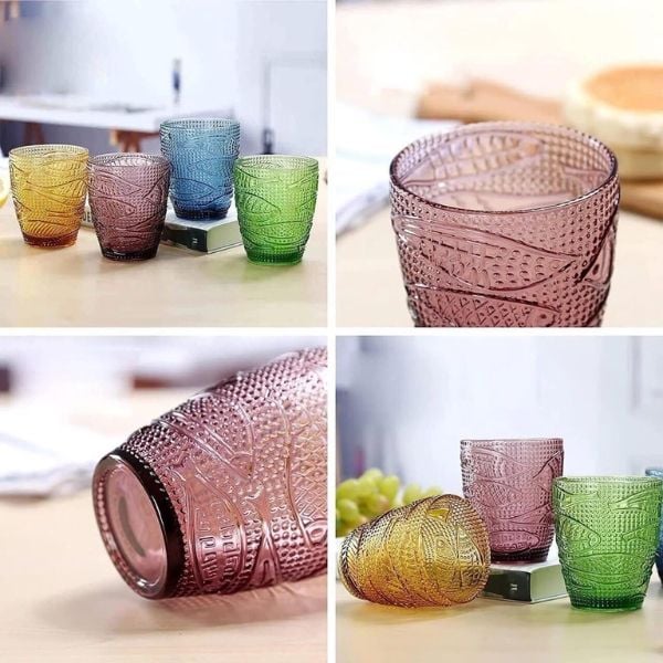 Set 4 cốc màu Highgate Collection EU 295ml - Màu sắc gồm: vàng, xanh lá cây, đỏ, xanh dương