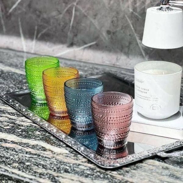 Set 4 cốc màu Highgate Collection EU 295ml - Màu sắc gồm: vàng, xanh lá cây, đỏ, xanh dương