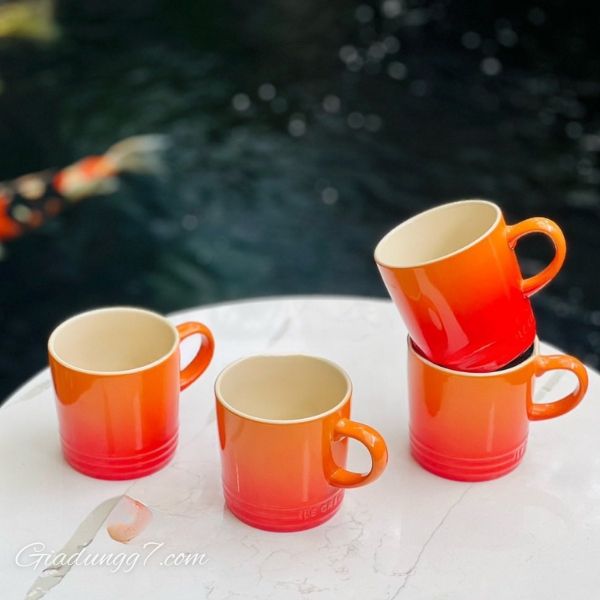 Set 4 cốc sứ Le Creuset Metallic 350ml màu cam Độ bền cao và khả năng chống va đập nhỏ, mài mòn và trầy xước