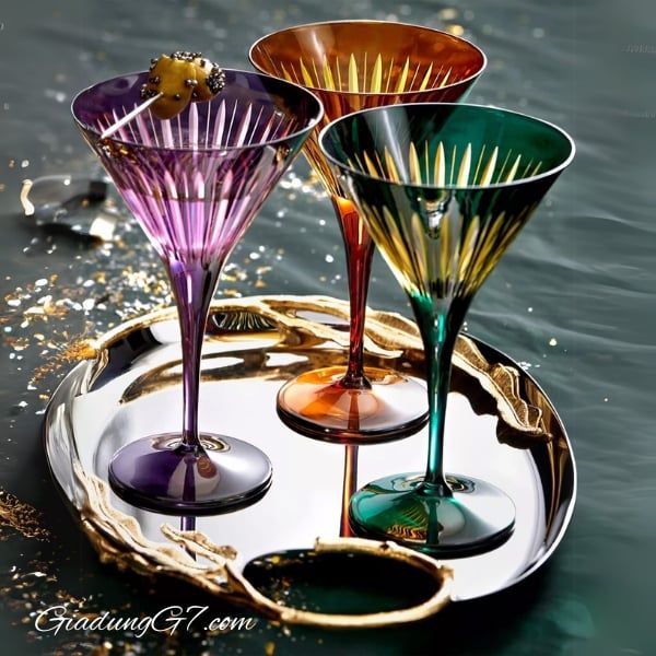 Bộ bốn ly martini Prism được thiết kế cắt thủ công.