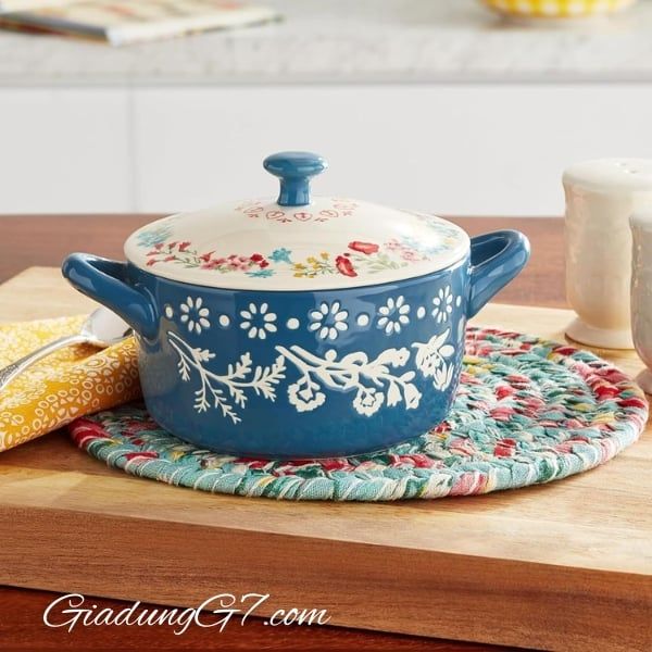 Set 4 nồi hầm mini The Pioneer Woman Fancy Flourish Chất Liệu gốm sứ Bền Bỉ