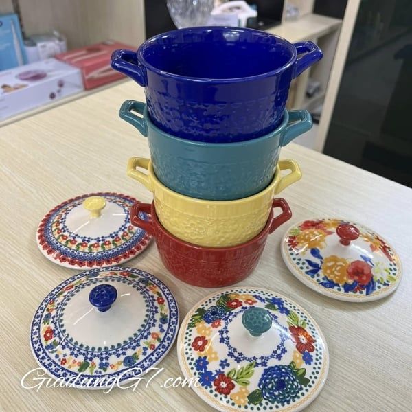 Set 4 nồi sứ mini The Pioneer Woman Chất Liệu gốm sứ Bền Bỉ