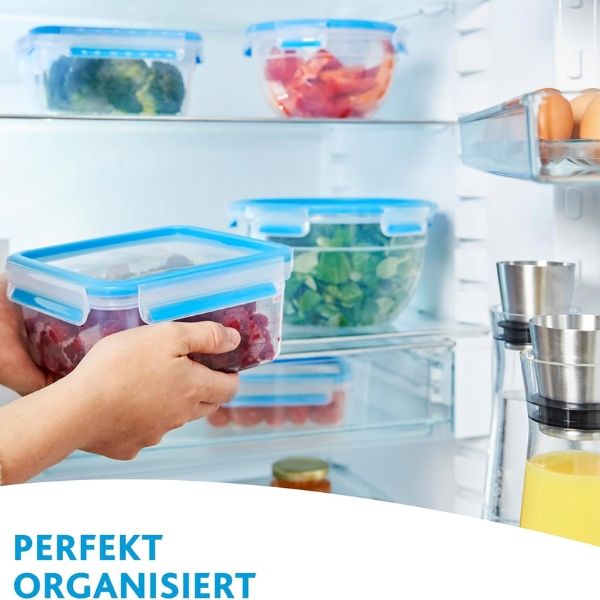 Set 5 Hộp đựng thực phẩm Emsa 508568 Thiết kế 5 hộp với kích thước khác nhau tiện lợi trong việc sử dụng.