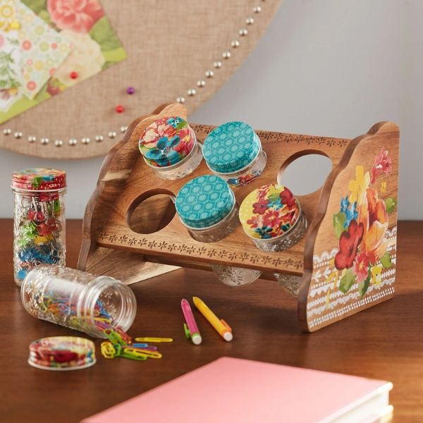 Set 6 lọ đựng gia vị kèm giá The Pioneer Woman Phù Hợp Với Mọi Không Gian Bếp
