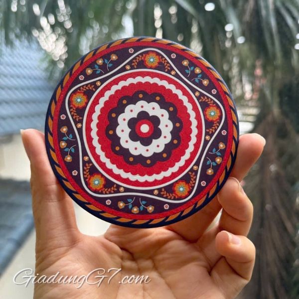 Set 8 lót ly gốm Aodini 10.4cm Thiết Kế Họa Tiết Mandala Sáng Tạo