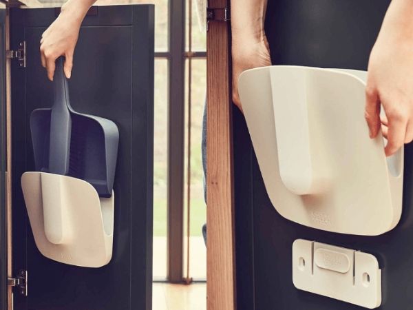 Set chổi và hót rác gắn tường Joseph Joseph 65001 CleanStore Bàn chải có lông mềm, có lông vũ, giúp thu bụi hiệu quả hơn và có góc cạnh ở phía trước để đi vào các góc