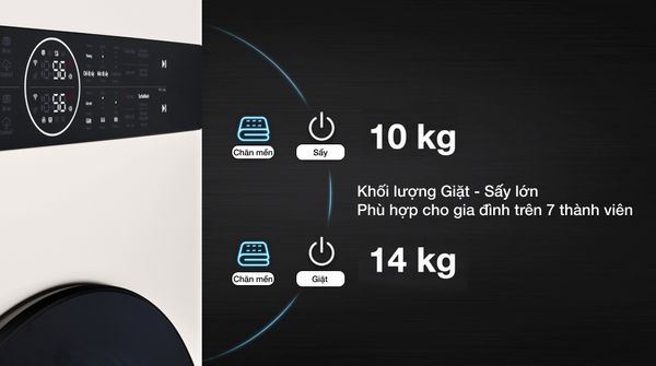 Tháp giặt sấy LG WashTower WT1410NHE với Khối lượng giặt sấy lớn tới 14 Kg