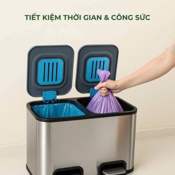 Thùng rác đạp chân đôi Elpheco ELPH7714 50L Thiết kế hoàn hảo