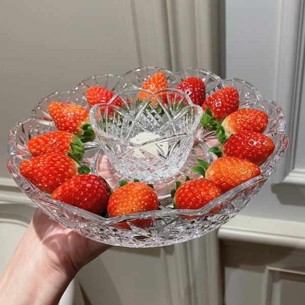Khay đựng khoai tây chiên và nước chấm mini Godinger Dublin pha lê cao cấp