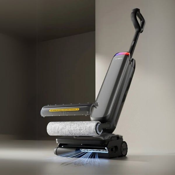 Máy hút bụi lau nhà Tineco Floor One S9 có đèn Aurora AI , có khả năng thay đổi màu sắc dựa trên trạng thái làm sạch.
