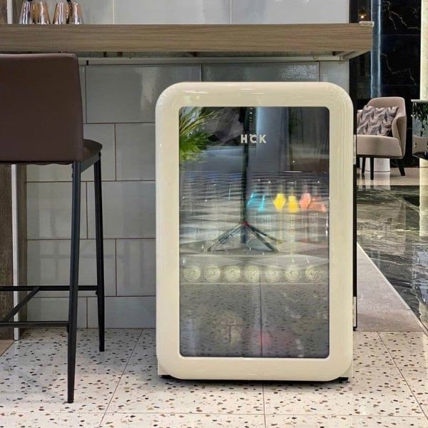 Tủ lạnh HCK 107L - Màu Be mặt kính Độ Bền Và Hiệu Quả Cao