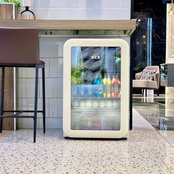 Tủ lạnh HCK 107L - Màu Be mặt kính Độ Bền Và Hiệu Quả Cao