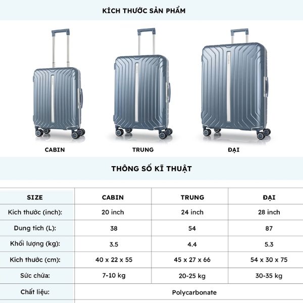 Hãy bước ra ngoài với chiếc Vali Samsonite Lite-Frame Spinner / Lite Frame - Size 20 cabin thời trang và nhẹ