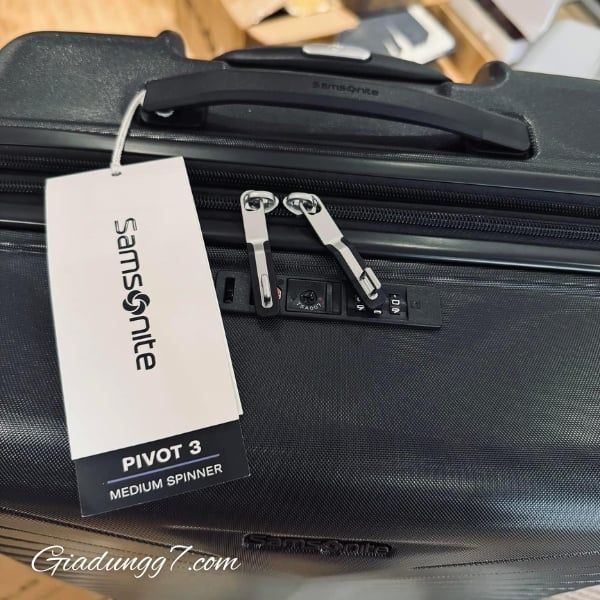 Set 3 Vali Samsonite Pivot 3 màu đen (S/M/L) Dây đai nén hành lý dạng chữ X cải tiến