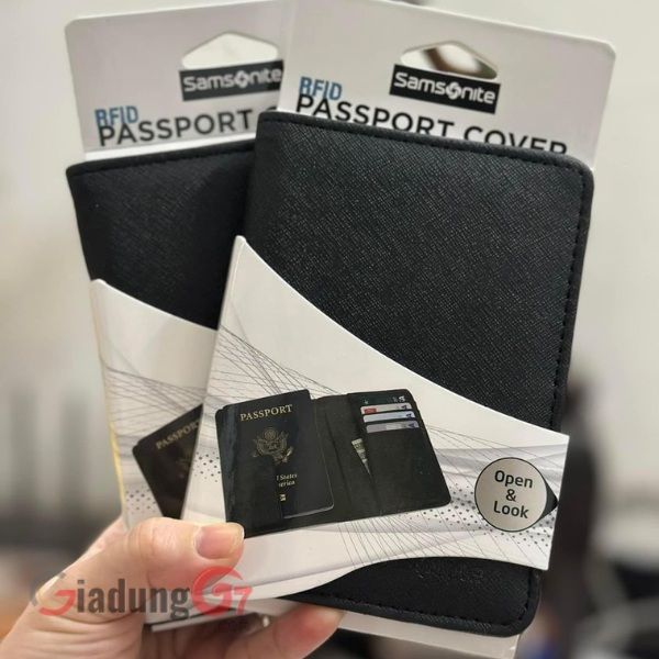 Ví hộ chiếu Samsonite RFID được làm bằng chất liệu bảo vệ độc đáo chặn tín hiệu RFID được mã hóa trong hộ chiếu, ID và thẻ tín dụng.