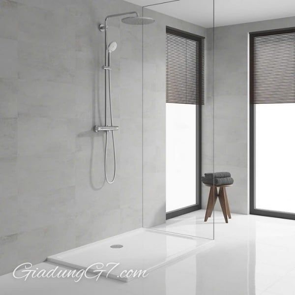 vòi sen cây Grohe Bau System 210mm có bộ điều chỉnh nhiệt độ để gắn tường - Grohe 26699000 Với về mặt từ mờ đến sáng bóng như một viên kim cương