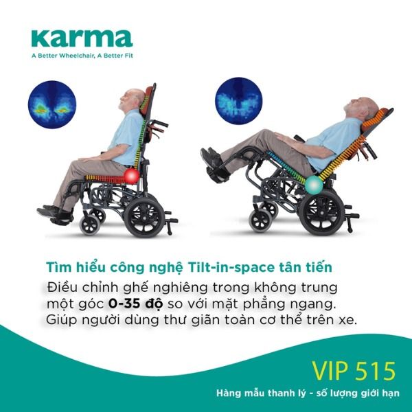Hệ thống Tilt-in-Space của Xe lăn Karma VIP 515