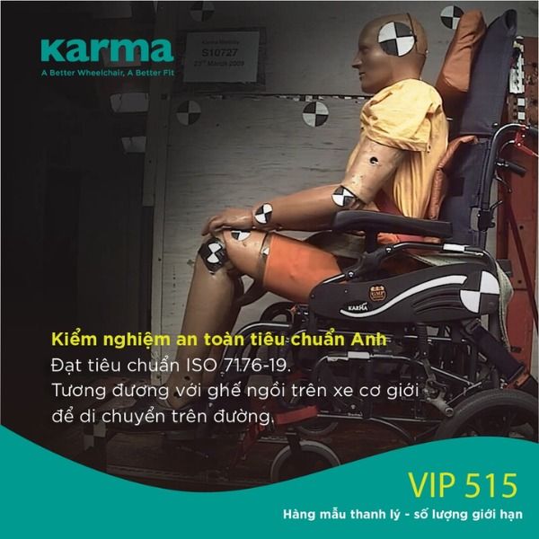 Xe lăn Karma VIP 515 đã được kiểm định về độ an toàn khi di chuyển trên các phương tiện xe công cộng