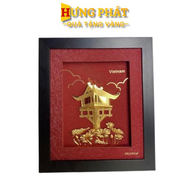 Tranh Chùa Một Cột Dát Vàng 24K hungphatgold.vn