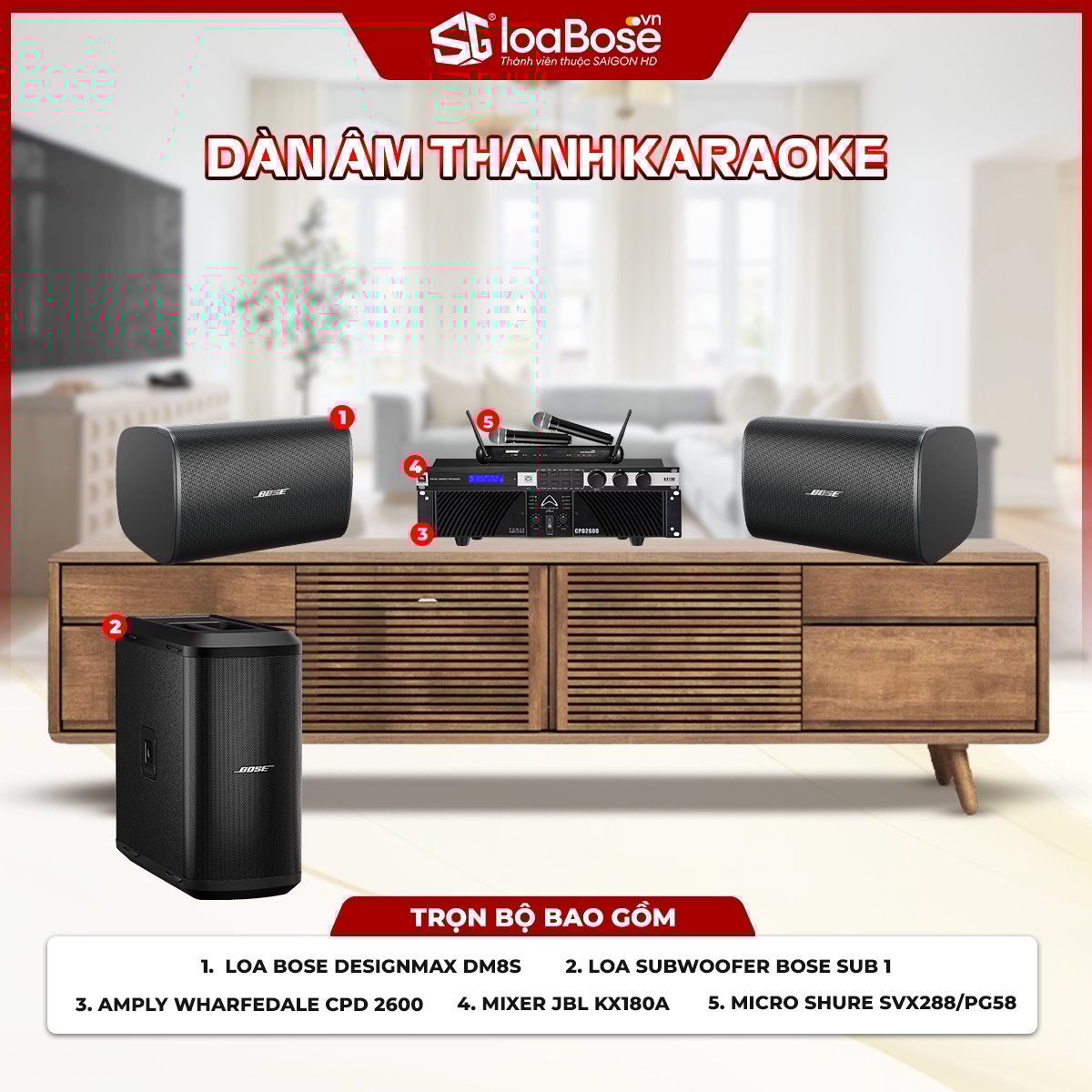 Dàn âm thanh Karaoke chuyên nghiệp Bose DesignMax DM8S chính hãng dùng cho gia đình, kinh doanh
