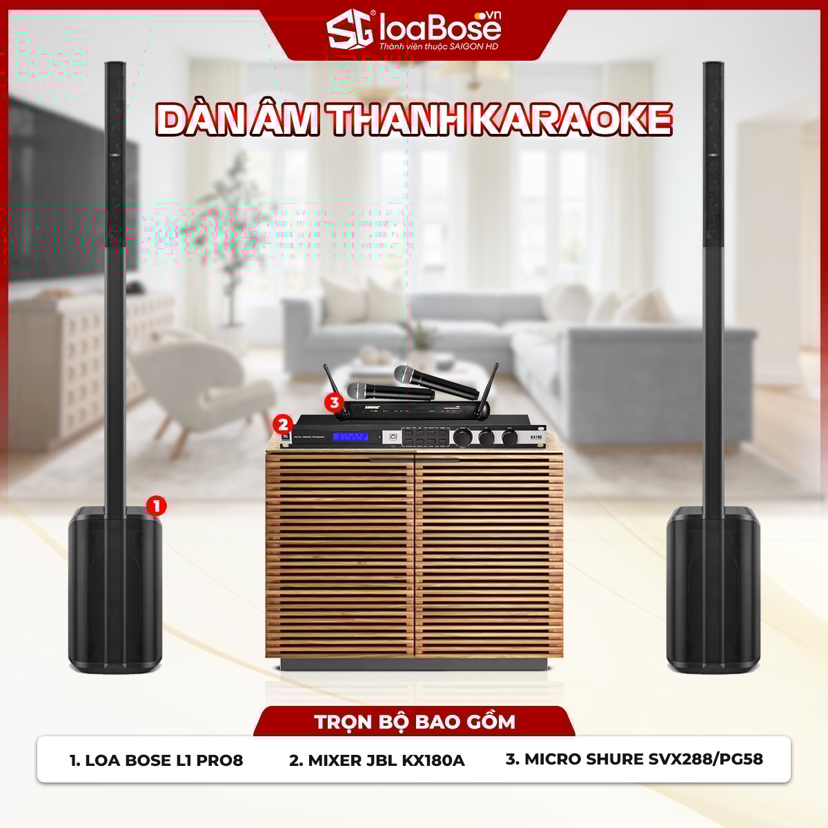Dàn âm thanh Karaoke chuyên nghiệp Bose L1 Pro8 chính hãng dùng cho gia đình, sân vườn, kinh doanh